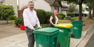 County residents with their roll-carts