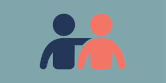 cartoon image of 2 people for voter assitance
