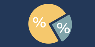 cartoon image of pie graph with percentage symbols