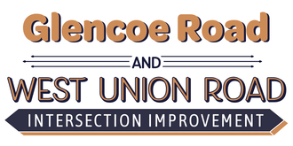 Wordmark that reads "Glencoe Road and West Union Road intersection improvement"