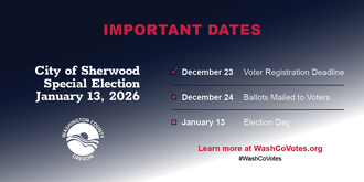 City of Sherwood important dates for the January 13, 2026 Special Election 