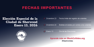 Fechas Importantes para la eleccion especial de la ciudad de Sherwood