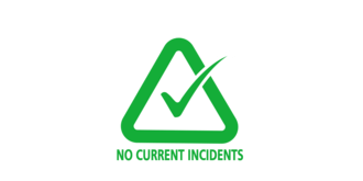 A green triangle with a green checkmark inside of it and the words no current incidents underneath it