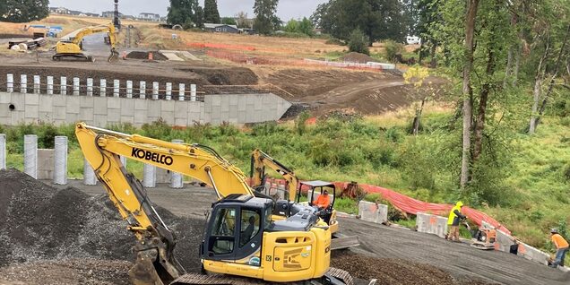 Construction work on bridge