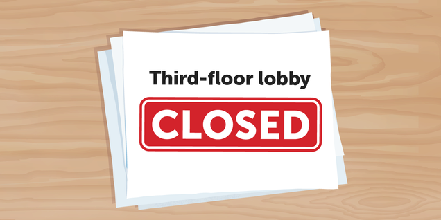 Third-floor lobby closed for in-person services