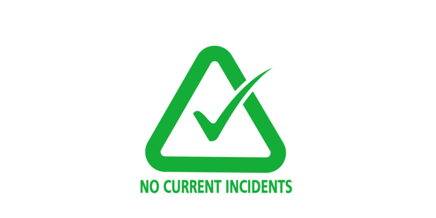 A green triangle with a green checkmark inside of it and the words no current incidents underneath it