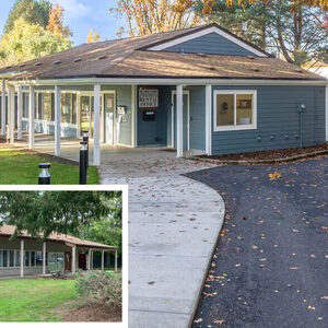 An Aloha Park rental office before and after view from the AHP Phase I renovations