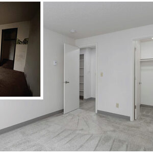 The Ridge at Bull Mountain bedroom before and after view from the AHP Phase I renovations