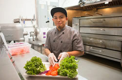 Chef reducing food waste
