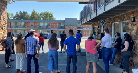 Image of staff touring the Hillsboro Bridge Shelter