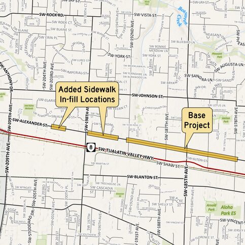 Alexander Street Project vicinity map with sidewalk infill