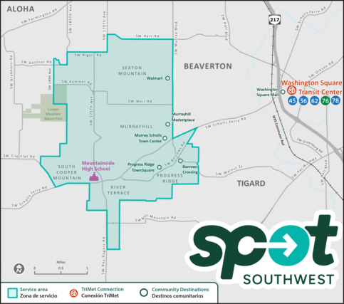 SPOT Southwest service area map