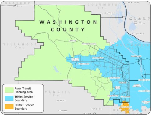 Map of Washington County's rural transit area 