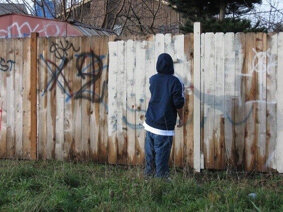 community service fence painting