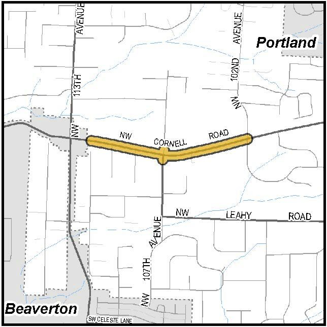 Cornell Road (102nd to 113th Avenue) Project Map