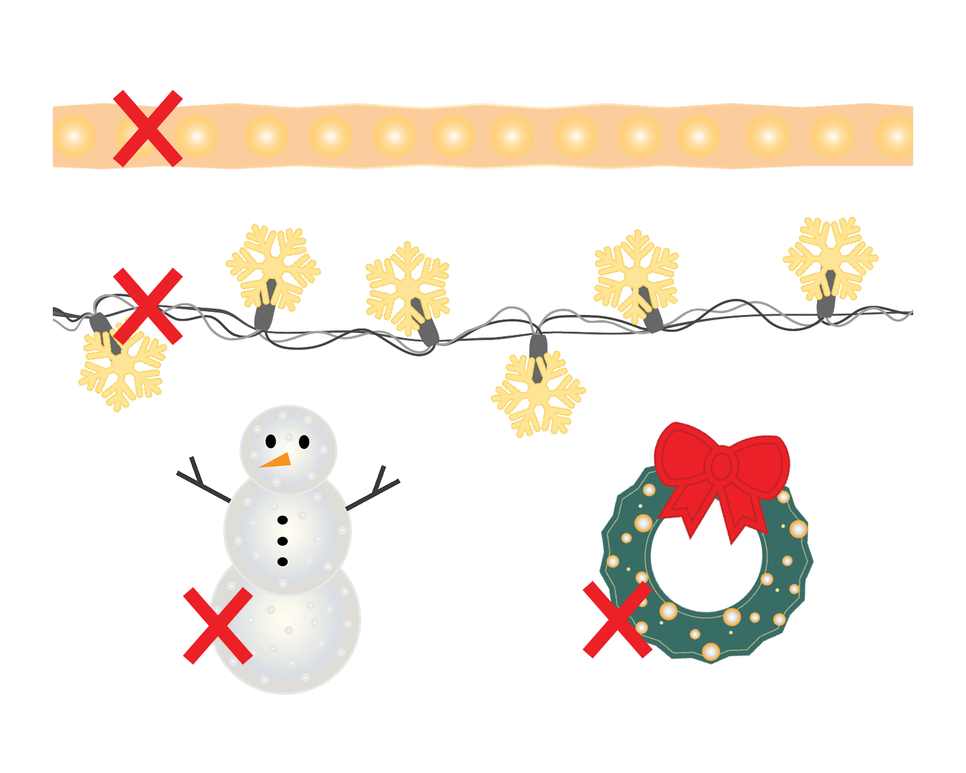 An illustration of lights that are not accepted for recycling. 