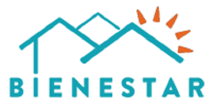 Simple outlines of a house with a sun peeking out from behind. 