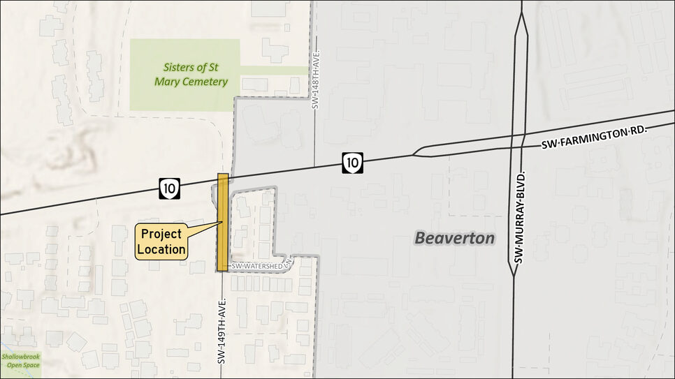 Map showing the location of the 149th Avenue pedestrian improvement project