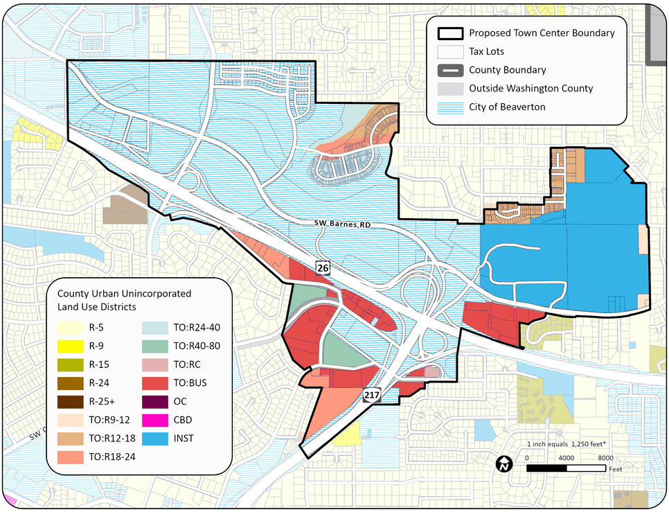 Map of Sunset Town Center as defined in Ordinance No. 908.