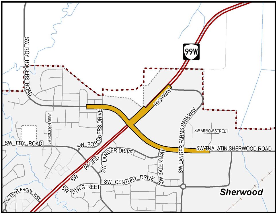 Tualatin-Sherwood Road and Highway 99W project location map