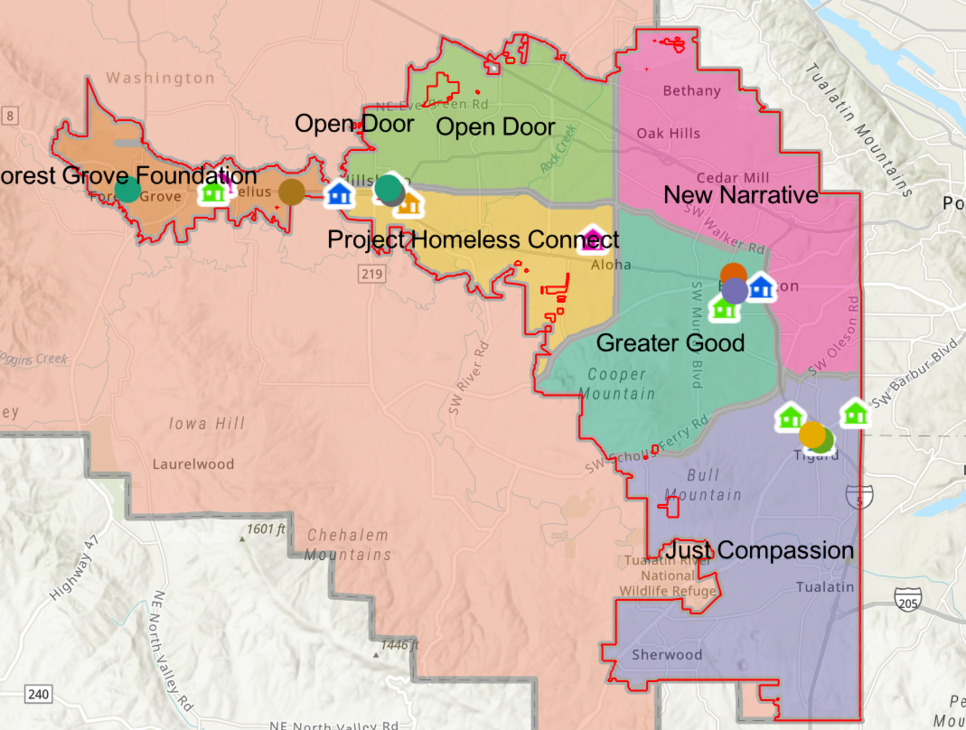 Map of outreach areas and assigned outreach partners