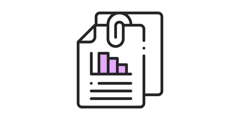 Line icon of two documents secured with a paperclip representing All Other Permits Issued