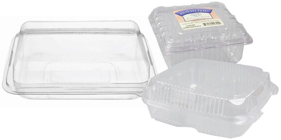 Clear plastic clamshell containers