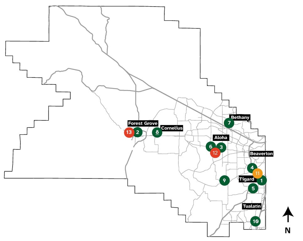 A map of the bond-funded county projects