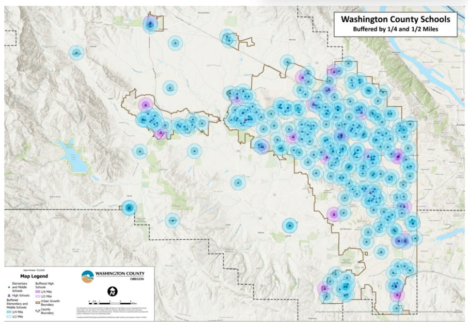 a map of washington county's schools