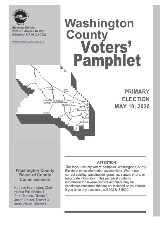 Cover Page of the May 19 2026 Voters Pamphlet