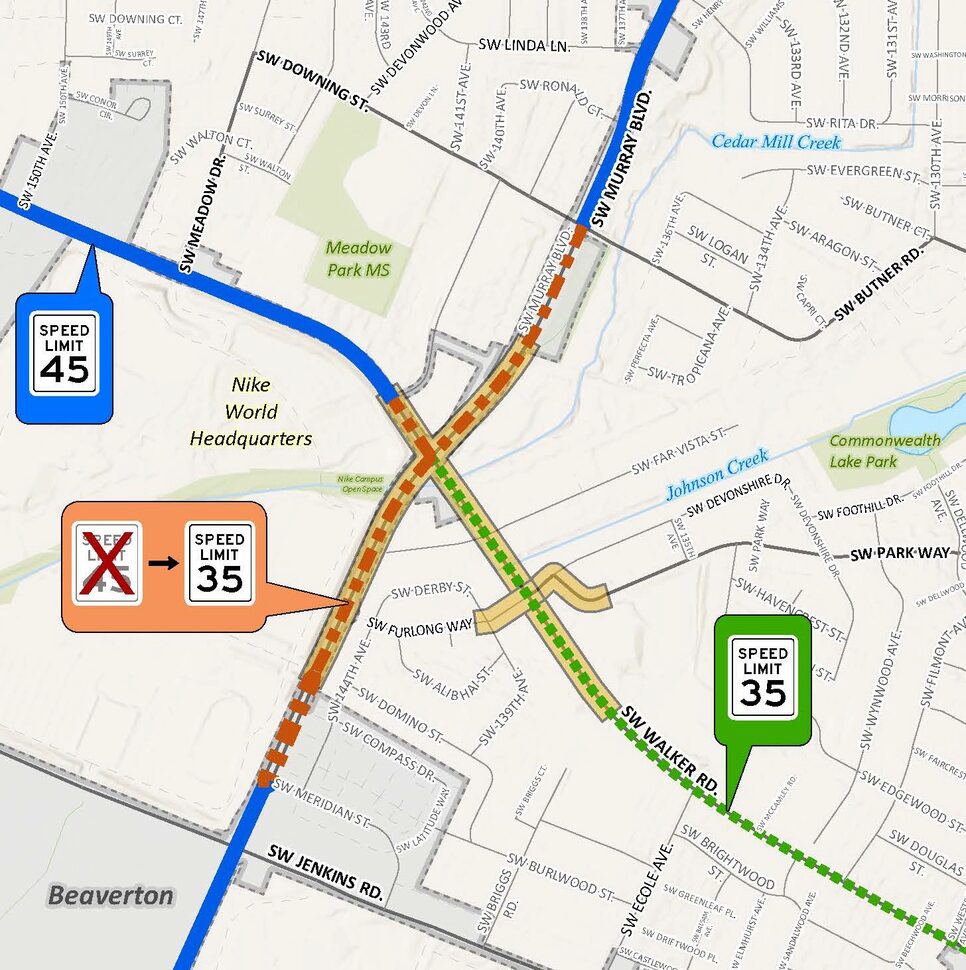 Speed limits are temporarily reduced to 35 mph in the Walker Road and Murray Boulevard project area.