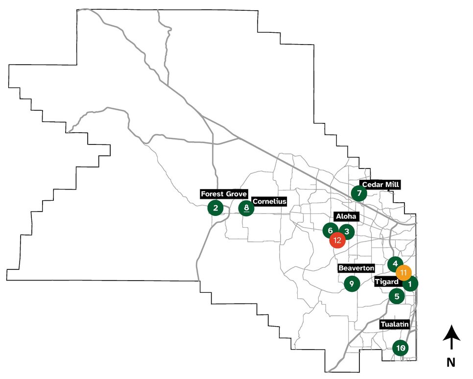 A map of the bond-funded county projects